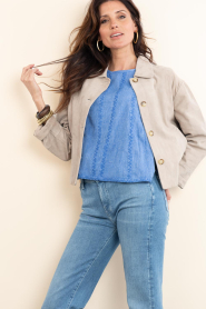 STUDIO AR :  Suede cropped jacket Elaine | taupe - img5