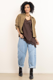 STUDIO AR :  Suede cropped jacket Elaine | green - img4