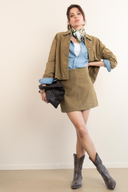 STUDIO AR :  Suede cropped jacket Elaine | green - img5