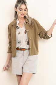 STUDIO AR |  Suede cropped jacket Elaine | green | Picture 2