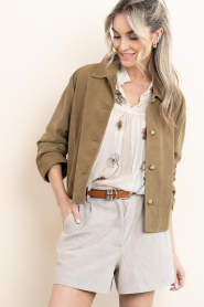 STUDIO AR |  Suede cropped jacket Elaine | green | Picture 4