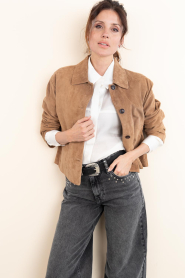 STUDIO AR :  Suede cropped jacket Elaine | camel - img2