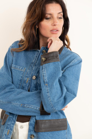 STUDIO AR |  Denim parka with leather details Carlota | blue | Picture 10
