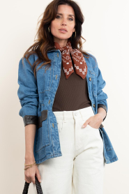 STUDIO AR |  Denim parka with leather details Carlota | blue | Picture 2