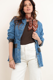 STUDIO AR |  Denim parka with leather details Carlota | blue | Picture 5