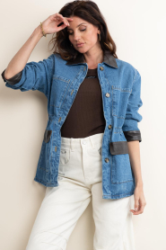 STUDIO AR |  Denim parka with leather details Carlota | blue | Picture 7