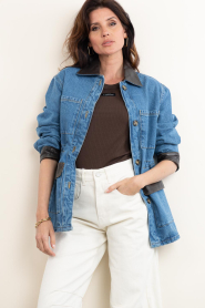 STUDIO AR |  Denim parka with leather details Carlota | blue | Picture 6