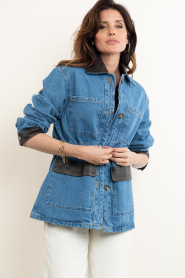 STUDIO AR |  Denim parka with leather details Carlota | blue | Picture 8