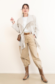 STUDIO AR :  Wool blend coat with fringes Nadine | natural - img3