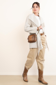 STUDIO AR :  Wool blend coat with fringes Nadine | natural - img4