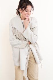 STUDIO AR :  Wool blend coat with fringes Nadine | natural - img5