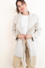 STUDIO AR :  Wool blend coat with fringes Nadine | natural - img6