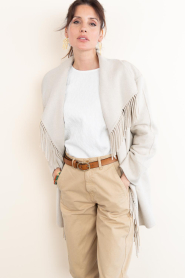 STUDIO AR :  Wool blend coat with fringes Nadine | natural - img7
