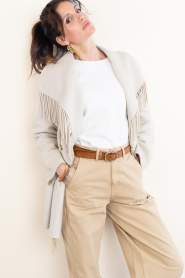 STUDIO AR :  Wool blend coat with fringes Nadine | natural - img9