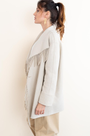 STUDIO AR :  Wool blend coat with fringes Nadine | natural - img10