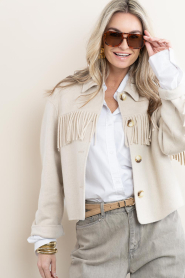 STUDIO AR :  Wool blend jacket with fringes Liora | natural - img2