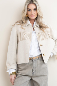 STUDIO AR :  Wool blend jacket with fringes Liora | natural - img4