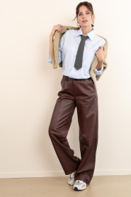 STUDIO AR |  Wide leg leather pants Thalina | burgundy | Picture 3