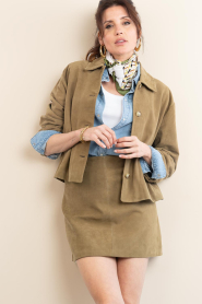 STUDIO AR |  Suede mini skirt Liliane | green | Picture 2
