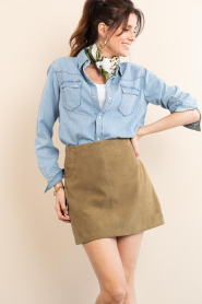 STUDIO AR |  Suede mini skirt Liliane | green | Picture 6
