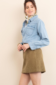 STUDIO AR |  Suede mini skirt Liliane | green | Picture 7
