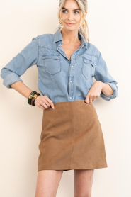 STUDIO AR |  Suede mini skirt Liliane | camel | Picture 4