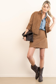 STUDIO AR |  Suede mini skirt Liliane | camel | Picture 3