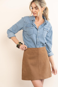 STUDIO AR |  Suede mini skirt Liliane | camel | Picture 6