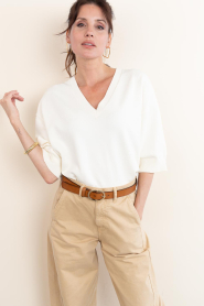 STUDIO AR :  Soft sweater with V-neck Sissy | natural - img4