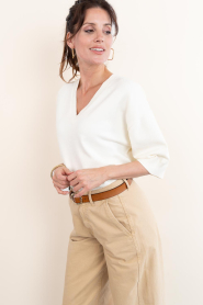 STUDIO AR :  Soft sweater with V-neck Sissy | natural - img5