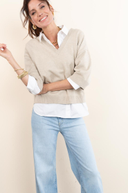 STUDIO AR |  Soft sweater with V-neck Sissy | beige | Picture 4