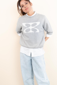STUDIO AR :  Soft sweater with logo Isidre  | grey - img4