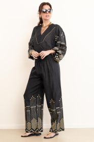 Greek Archaic Kori :  Top with embroidered details Grape | black - img3