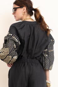 Greek Archaic Kori :  Top with embroidered details Grape | black - img7