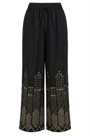 Greek Archaic Kori |  Pants with embroidery Grape lg32 | black | Picture 1