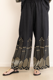 Greek Archaic Kori |  Pants with embroidery Grape lg32 | black | Picture 4