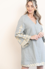 Greek Archaic Kori |  Dress with embroidery Belle | grey | Picture 4