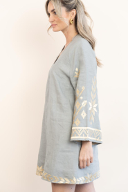 Greek Archaic Kori |  Dress with embroidery Belle | grey | Picture 7