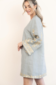 Greek Archaic Kori |  Dress with embroidery Belle | grey | Picture 8