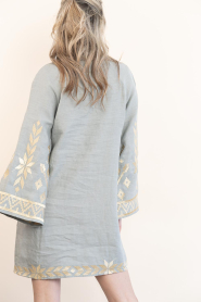 Greek Archaic Kori |  Dress with embroidery Belle | grey | Picture 9