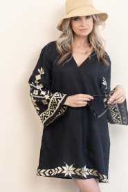 Greek Archaic Kori :  Dress with embroidery Belle | black - img2