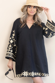 Greek Archaic Kori :  Dress with embroidery Belle | black - img4