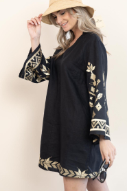 Greek Archaic Kori :  Dress with embroidery Belle | black - img7
