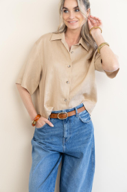 Greek Archaic Kori |  Linen boxy blouse Bibi | natural | Picture 2