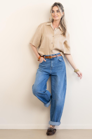 Greek Archaic Kori |  Linen boxy blouse Bibi | natural | Picture 3