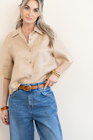 Greek Archaic Kori |  Linen boxy blouse Bibi | natural | Picture 4