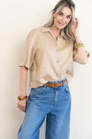 Greek Archaic Kori |  Linen boxy blouse Bibi | natural | Picture 5