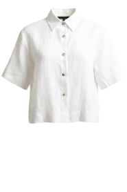 Greek Archaic Kori |  Linen boxy blouse Bibi | white
