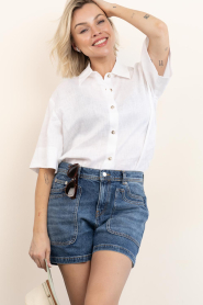 Greek Archaic Kori |  Linen boxy blouse Bibi | white | Picture 6