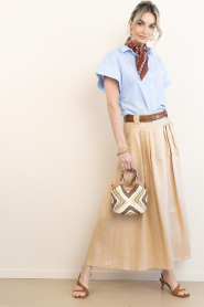 Greek Archaic Kori |  Linen skirt pleated | beige   | Picture 4